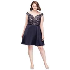 v neck bonded lace fit and flare plus size dress style