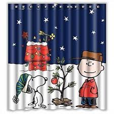 Homemo Custom Peanuts Christmas Snoopy Waterproof Bathroom Shower Curtain Polyester Fabr Christmas Shower Curtains Fabric Shower Curtains Funny Shower Curtains