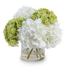Silk Off White Green Hydrangeas Arrangement Centerpiece Etsy Hydrangea Arrangements Hydrangea Flower Arrangements Fake Flower Arrangements