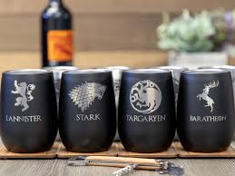 Dec 08, 2020 · wine enthusiast's collection of wine glasses is a perfect foundation for those starting from scratch. Set Of 4 Game Of Thrones Big 4 House Sigil 12 Ounce Stainless Steel Stemless Wine Glass Winmark Stamp Sign Stamps And Signs