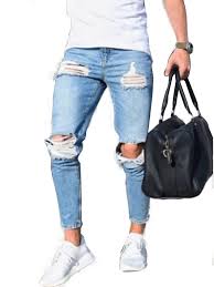 Lallc Men S Ripped Jeans Stretchy Denim Distressed Skinny Casual Jeggings Walmart Com Walmart Com