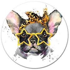 Designart French Bulldog With Star Glasses Oil Painting Print On Metal Wayfair In 2020 Dog Illustration French Bulldog Breed Animal Canvas