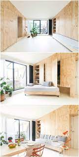 The Furniture Is Cleverly Integrated In The Walls In This 28 Sqm Micro Flat Living In A Shoebox Tiny Apartments Flat Furniture Small Apartments