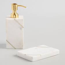 White Marble And Gold Bath Accessories Collection V1 Soap Dispenser Bath Accessories Gold Soap