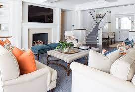 Living Room Ottoman Living Room Ottoman Ideas Striped Ottoman In Traditional Coa Ottoman In Living Room Living Room Ottoman Coffee Table Coastal Living Rooms