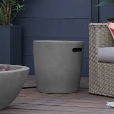 Ventura fire table propane tank cover 20 x 20 x 20 h inches glass fiber reinforced concrete. Real Flame Riverside Propane Tank Cover Terrain