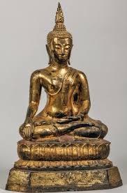 Lot Buddha Maravijaya Assis En Meditation Sur Une Base Lotiforme La Coiffure Bouclee Image Bouddha Statue Bouddha Bouddhisme Zen