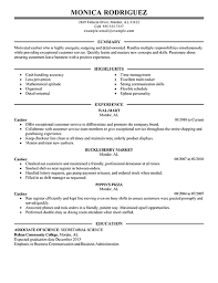 75 By Resume Samples Cashier Resume Format