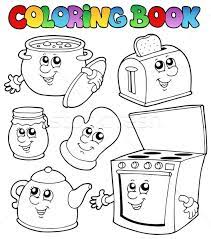 Forget about printable coloring pages: Coloring Book With Kitchen Cartoons Vector Illustration C Clairev 824904 Stockfresh