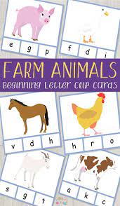 Farm Animals Beginning Letter Clip Cards Letter Clip Card Farm Animals Preschool Clip Cards