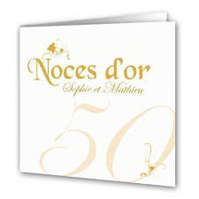 Carte d'invitation anniversaire papier découpé 50. Carte Invitation Anniversaire Mariage 50 Ans 50 Or 20 Offerts