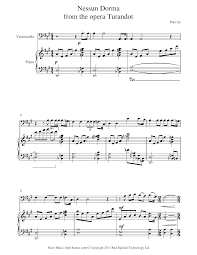 Nessun dorma/ turandot piano solo version. Puccini Nessum Dorma From Turandot Sheet Music For Cello 8notes Com