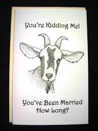 Funny Farm Goat Wedding Or Anniversary Card Original Pencil Etsy Goats Funny Birthday Cards Anniversary Cards