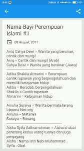 Nama adalah doa dan nama juga bisa menjadi pengharapan orang tua kepada anak. Nama Bayi Perempuan Islami Para Android Apk Baixar