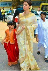 Aiswarya Rai Her Daughter Simple Hairstyle For Saree Saree Hairstyles Saree Look