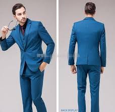 Click To Buy 2016 Slim Fit Groomsmen Teal Groom Tuxedos Notch Lapel Men S Suit One Button Best Man Wedding Best Man Wedding Prom Suits Wedding Suits Men