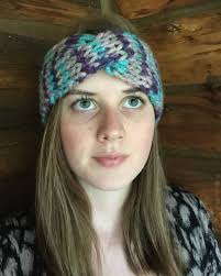 Ladies Headband, Wool/acrylic Knitted Headband, Purple/blue Multicolor  Knitted Headband, Fall/winter Accessories, Cable Knitted Headband