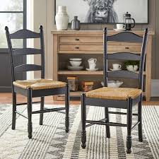 set of 2 ladder back dining chairs wood
