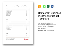 Restaurant Business Income Worksheet Template Commercial Printing Worksheet Template Templates