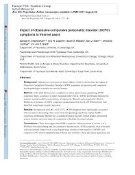 Pdf Impact Of Obsessive Compulsive Personality Disorder Ocpd Symptoms In Internet Users