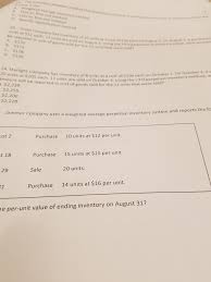 Get Answer The Weighted Avernge Inventory Meshe E First In First Out Methed Transtutors
