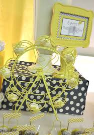 Next up is to figure out the decorations to help set the perfect elephant theme. Yellow Gray Chevron Baby Shower Ideas Elephant Theme Crafty Morning