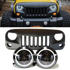 Jeep Jk Projector Headlights Halo Jeep Grill Jeep Jk Jeep Accessories