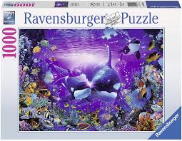 Besonders tiere und beliebte figuren motivieren kinder ab ungefähr 2 jahren die einzelteile passend zusammenzulegen. Ravensburger Puzzle 19478 Unterwasserromantik 1000 Teile Amazon De Spielzeug