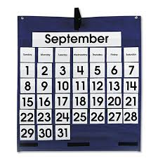 Carson Dellosa Publishing Cd 5605 Monthly Calendar 43 Pocket Chart With Day Week Cards Blue 25 X 28 1 2