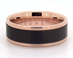 Rich and luxurious, 18k rose gold wedding bands are the premier choice for those wanting the finest. Wedding Rings Mens Alternative Metals 14k Rose Gold And Black Titanium Satin Center 8mm Ring Item 67100