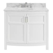 Allen Roth Moravia 36 In White Single Sink Bathroom Vanity With Natural Carrara Marble Top Lowes Com In 2020 Badezimmerwaschtisch Schminktisch Unterschrank Waschbecken
