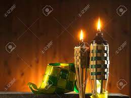 Hari raya idul fitri sebentar lagi akan menyapa. Bamboo Torch Or Pelita And Ribbon Ketupat Icon Of Hari Raya Stock Photo Picture And Royalty Free Image Image 144326222