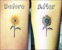 Kyle On Instagram Sunflowertattoo Microtattoo Microtattoos Tattoofix Tattootouchup Beforeandaftertattoo Tattoo Touch Up Tattoo Fixes Sunflower Tattoo