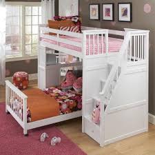 Raven hill mahogany twin xl bunk bed with trundle and stairs. White Loft Bed W Stair Drawers Extra Bed Frame Furniture Home Living Furniture Bed Frames Mattresses On Carousell