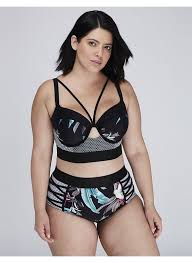 Plus Size Swimwear Plus Size Women S Mixed Print Longline Bikini Top With Built In Balconette Bra Plus Size Bikini Plus Size Swimsuit Tops Plus Size Swimwear