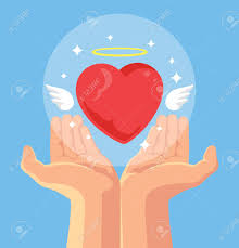 G ma un cuore con le ali. Vettoriale Angelo Cuore In Mano Cuore In Mano Come Simbolo Di Amore Mano Che Da Cuore Con Le Ali Vector Piatta Cartone Animato Image 57777498
