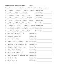 Identifying reaction types and balancing chemical equations from types of reactions worksheet answer key , source: 33 Classification Of Chemical Reactions Worksheet Answers Chemistry If8766 Worksheet Resource Plans