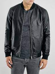 Black Leather Look Bomber Jacket Faux Leather Bomber Jacket Leather Jacket Men Bomber Jacket