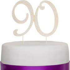 I like a decorated cake. 90 Cake Topper For 90th Birthday Rhinestone Number Party Supplies Decoration Ideas Gold Walmart Com Walmart Com