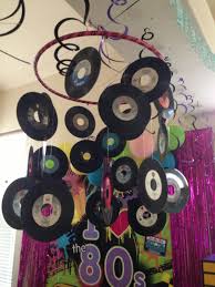 My 80 S Party Decorations 45 Rpm Record Chandelier 80s Party Decorations 80s Theme Party 80s Birthday Parties