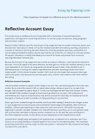 Papers in mla format provides a process of documentation. Reflective Account Essay Essay Example