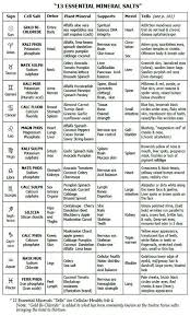 Cell Salt Chart Homeopathy Medicine Tissue Salts