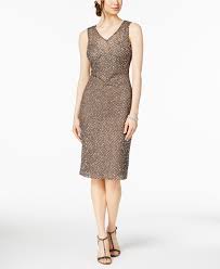 Adrianna Papell V Neck Beaded Dress Dresses Women Macy S Twiggy Dress Midi Cocktail Dress Womens Dresses