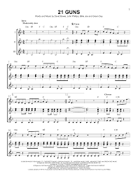The tab is written by me. 21 Guns Sheet Music Green Day Guitar Ensemble
