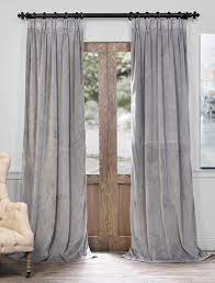 Signature Silver Grey Pleated Blackout Velvet Curtain Velvet Curtains Curtains Pleated Curtains