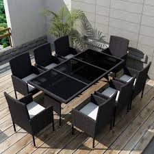Ce trio est pensé pour donner un climat de convivialité et afin de profiter de la douceur des rayons de. 17 Pcs Jeu De Mobilier De Jardin Noir Resine Tressee 1 Table 170x80x74cm 8 Chaises 8 Coussins De Siege Amovibles Achat Vente Ensemble Table Et Chaise De Jardin 17 Pcs Jeu De Mobilier Noir Cdiscount