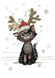 The sentiments and the cats' eyes expressions are hilarious! Gc009 Kitten Antlers In 2020 Christmas Drawing Christmas Cats Cat Cards