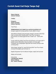 Untuk permohonan surat sokongan yang melibatkan bahagian lain perlulah menghubungi pejabat pertanian bahagian berkenaan. Contoh Surat Cuti Kerja Tanpa Gaji Sebab Kecemasan Sakit Atau Alasan Peribadi