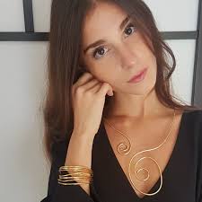 Large Golden Necklace. Gold Plated Brass. Contemporary Necklace. Maxi Pumps 