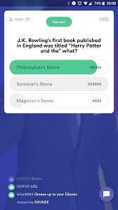 Join us for harry potter trivia on thursday, may 20 at 7 pm! Lots Of People Letting Us Down In Hqtrivia Today Harrypotter